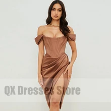 Vestido de fiesta elegante sin tirantes, plisado, Espalda descubierta, Sexy, de alta calidad (3)