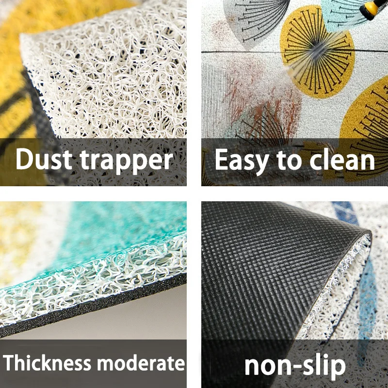 

Custom PVC Silk Loop Dust-proof Printed Doormat Geometry Printed Outdoor Rug Mats Shoes Scraper for Bathroom Area Rugs