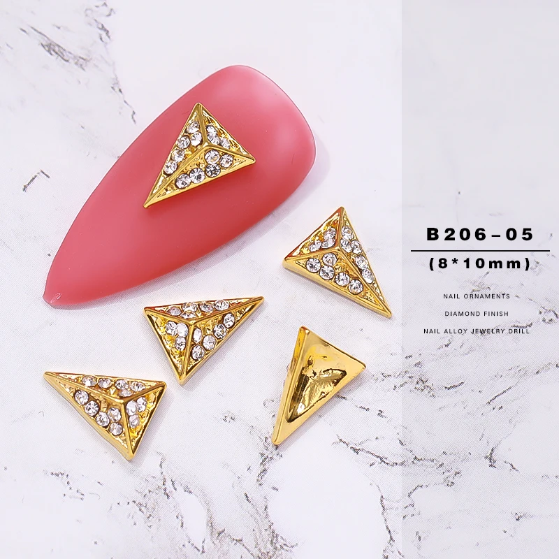 B206-05 10 шт./лот, Золотой 3D сплав, украшение для ногтей, 3d жемчуг, металлические украшения для ногтей, аксессуары для красоты ногтей, японский ретро маникюр, амулеты - Цвет: B206-05