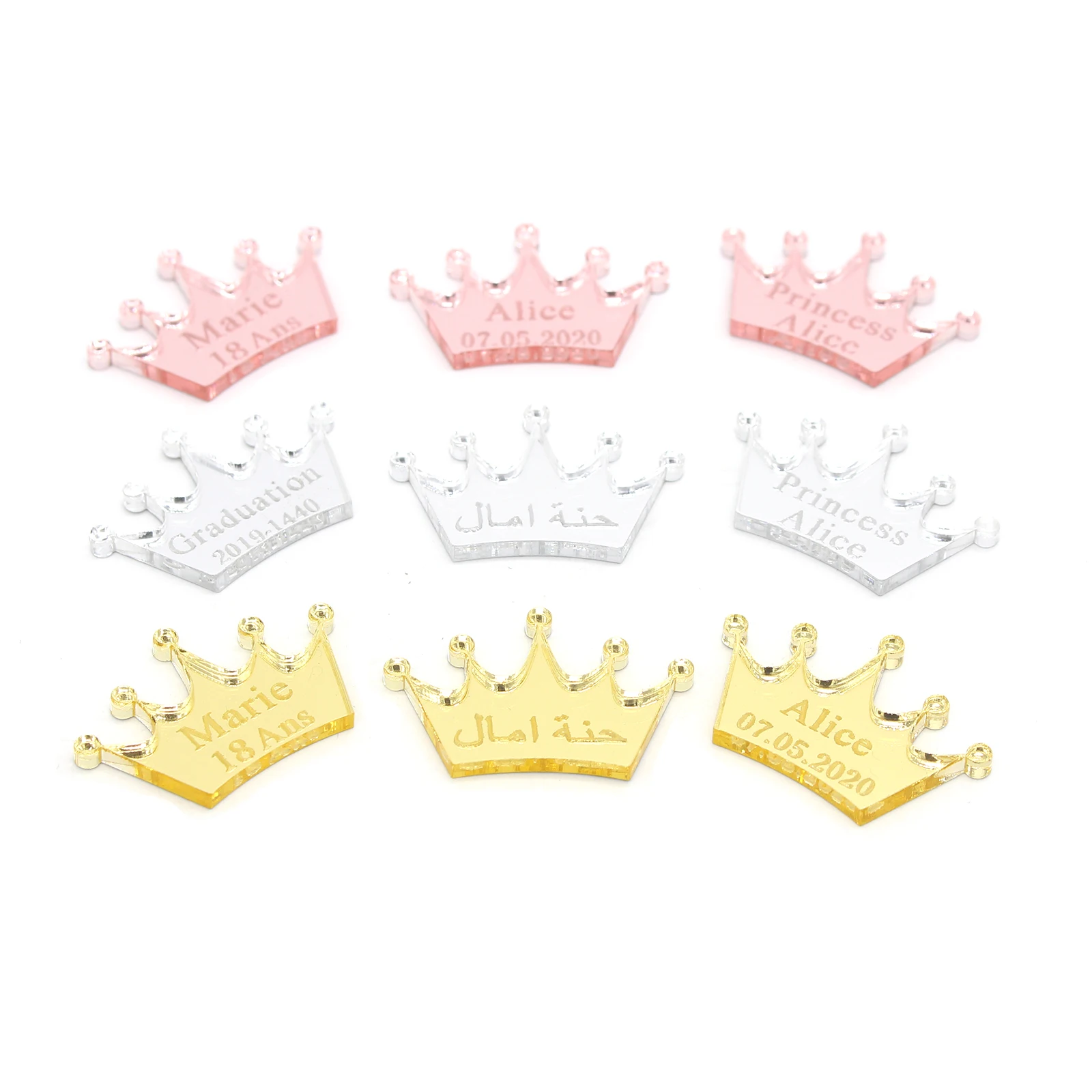 

50 Pieces Personalized Crown Baby Shower Gift Decorations Customized Prince Name Birthday Party Girl Princess Table Centerpieces