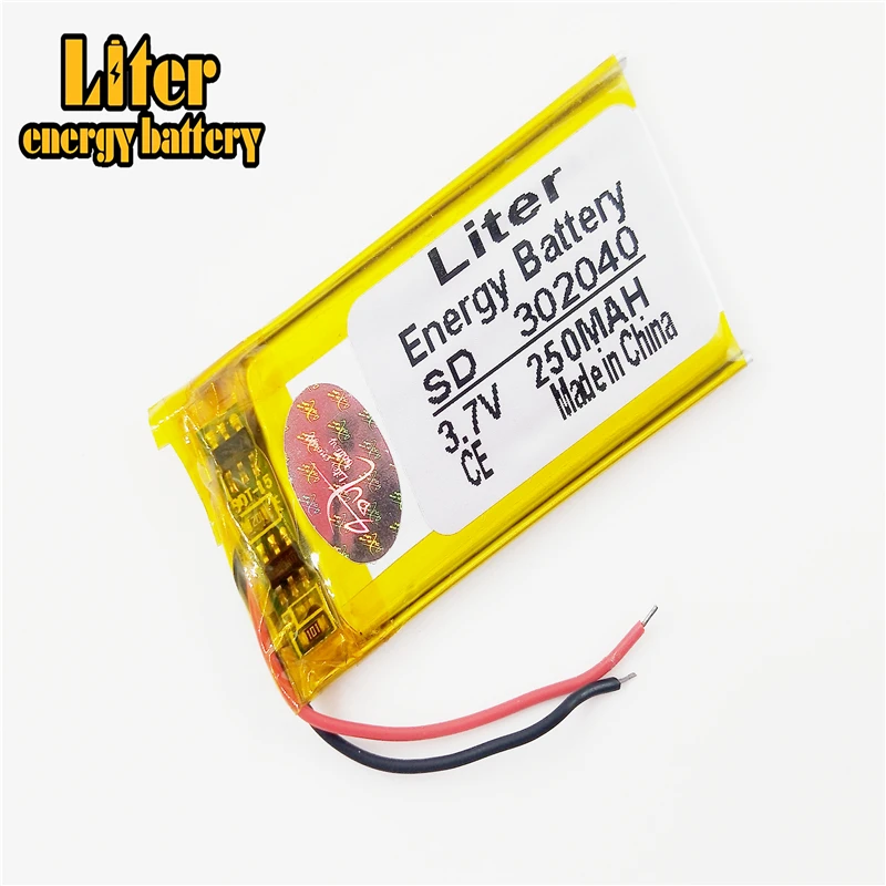 3.7V 250mAh 302040 Lithium Polymer Rechargeable Battery cells For PLUG MP3 MP4 MP5 GPS polymer battery | Электроника