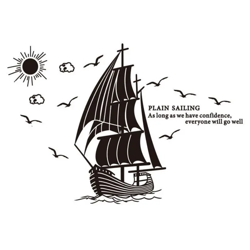 Синий узор с лодкой 3D Наклейка на стену декоративные настенные наклейки для