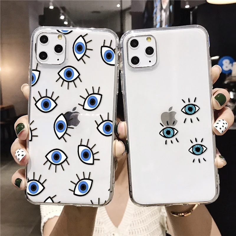 

Lucky Eye Blue Evil Eye Print Phone Case For iPhone 11 Pro 12mini XR XS MAX 7 8 6Plus SE2020 Soft Silicone Back Cover Fundas