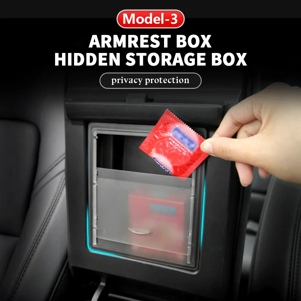 

1PCS Car Center Console Organizer Armrest Hidden Storage Box Auto Accessories For Tesla Model 3 Model Y 2017 2018 2019 2020 2021