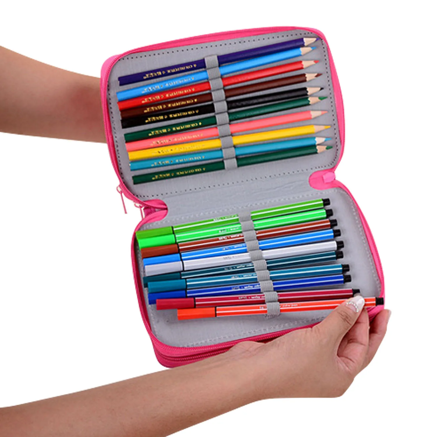 55 Slots Multi-Layers Pencil Pouch Holder Case Organizer Stationery Box Pockets Bag with Zipper for School Office Supplies | Канцтовары