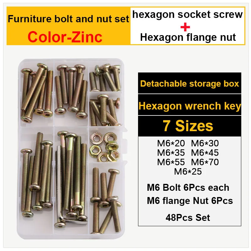 M6 Furniture Hardware Accessories Bolt and Nut Combination Set Cross Flat Head Screw Hammer Hexagon Socket Flange | Строительство и