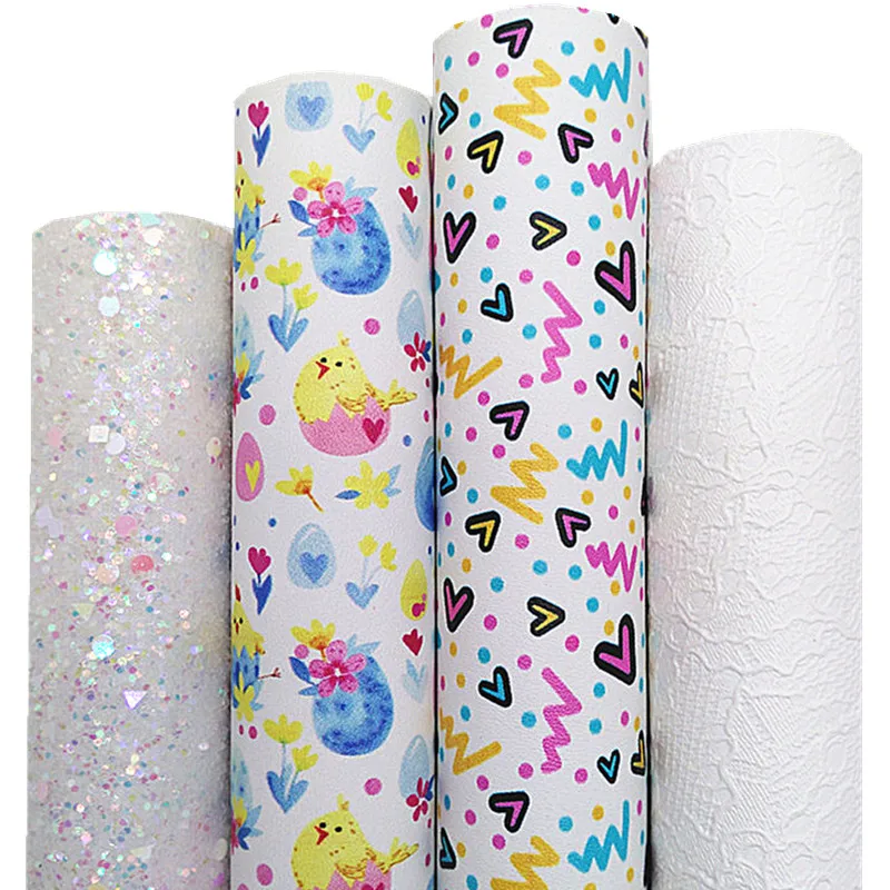 Белые объемные блестящие кожаные сердца пасхальные яйца печатные синтетические