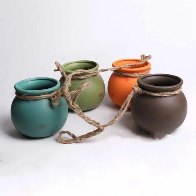 

Mini Hemp Rope Fleshy Flower Pot Flower Hanging Pot Hanging Wall Hanging Creative Personality Flower Ornaments