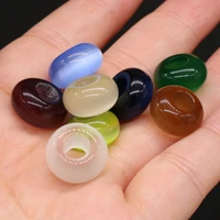 5pcs natural cats eye semi precious stones loose spacer beads for necklace earring jewelry making women girls gift size 8x14mm