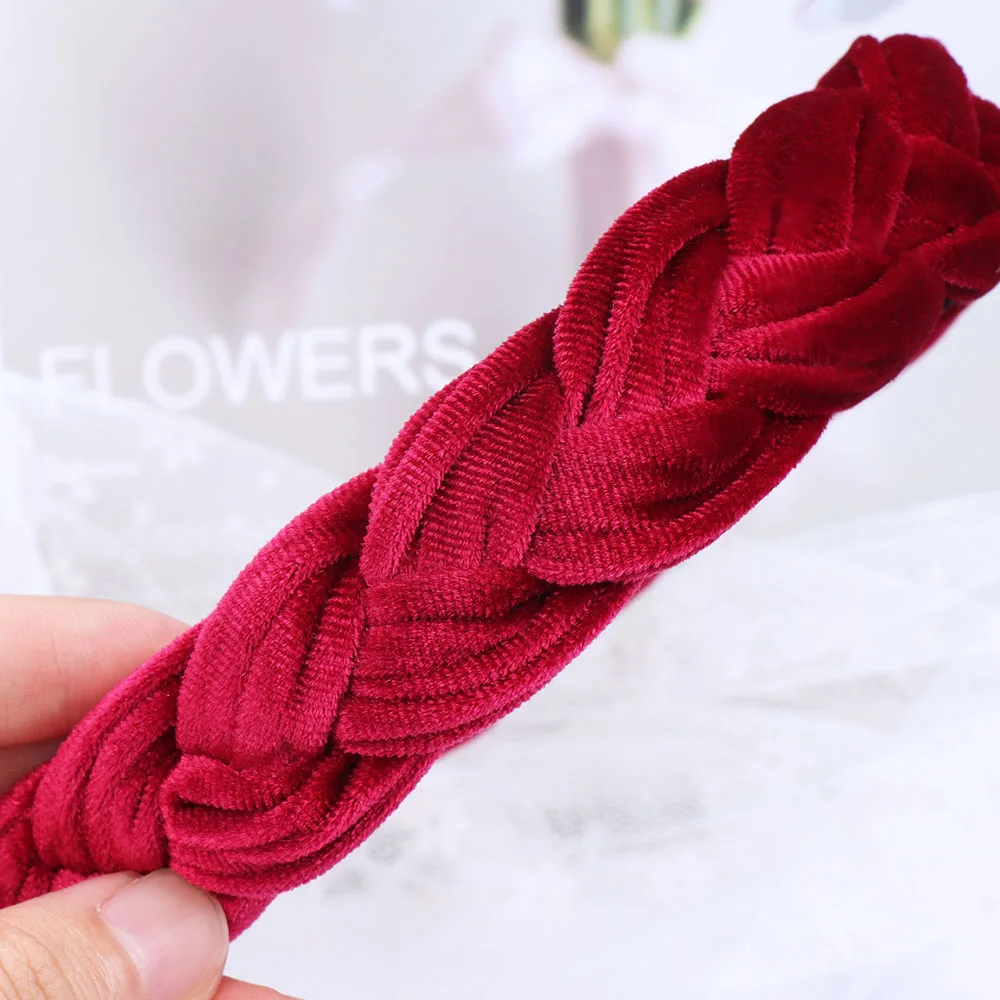 Женская винтажная бархатная повязка для волос однотонная оплетка обруч на