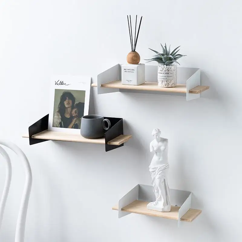 Деревянный стеллаж в скандинавском стиле для гостиной спальни кухни настенная