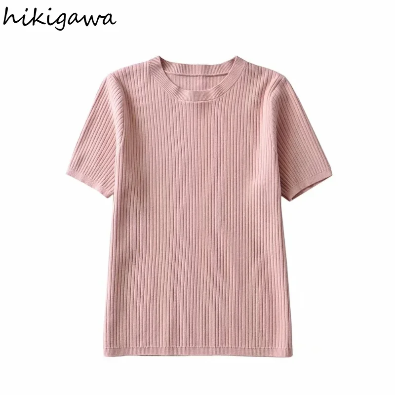 

Hikigawa женские футболки с круглым вырезом и коротким рукавом, женские футболки однотонные модные туфли-лодочки для офиса женские темперамент...