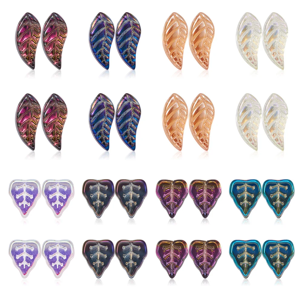 

200pcs/Box Electroplate Glass Leaf Beads for Jewelry Making DIY Bracelet Necklace Earring Decor Accessories Mixed Color