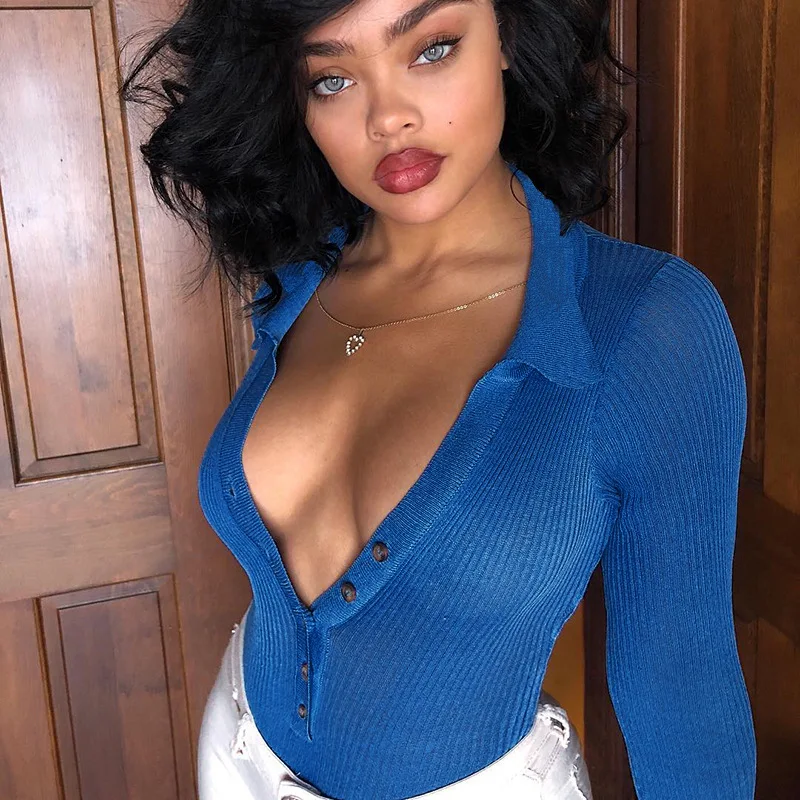 2019 осенне зимние женские боди с v образным вырезом и длинным рукавом сексуальная