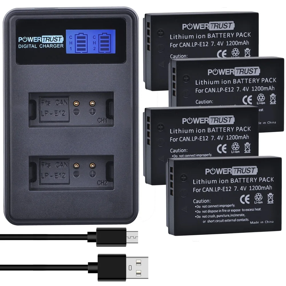 

For Canon LP-E12 Battery / Smart Dual USB Charger, for Canon SX70 HS Rebel SL1 EOS-M EOS M2 M10 M50 M100 Mirrorless Cameras