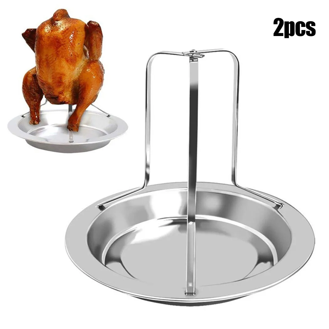 

2pcs Stainless Steel Barbecue Grilling Baking Pan Non-Stick Pans Roast Chicken Turkey Roaster Rack With Bowl Kitchen Accessories
