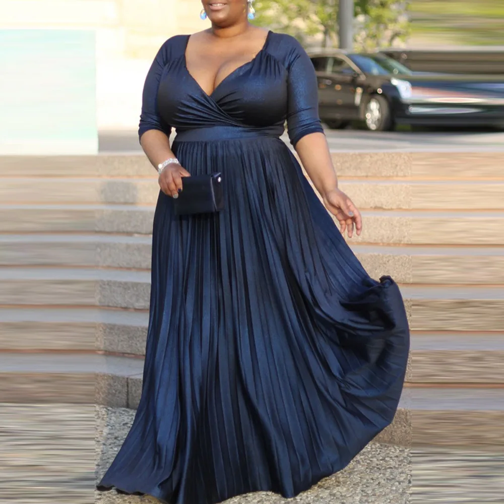 

V-neck Collect Waist Floor Dress Elegant Formal Party Birthday Dresses for Woman Autumn Clothing Women Trendy New Arrival