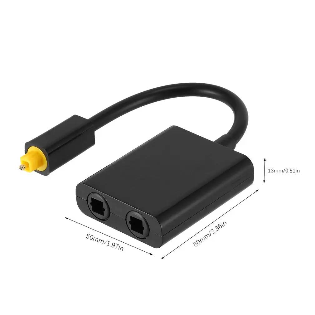 

Digital Toslink Optical Fiber Optic Audio Cable 1 in 2 Out Splitter Adapter Black Switcher Converter Portable