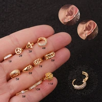 1pc hot ear piercing inlaid cz small hoop earrings gold helix piercing jewelry cartilage tragus rook daith earring