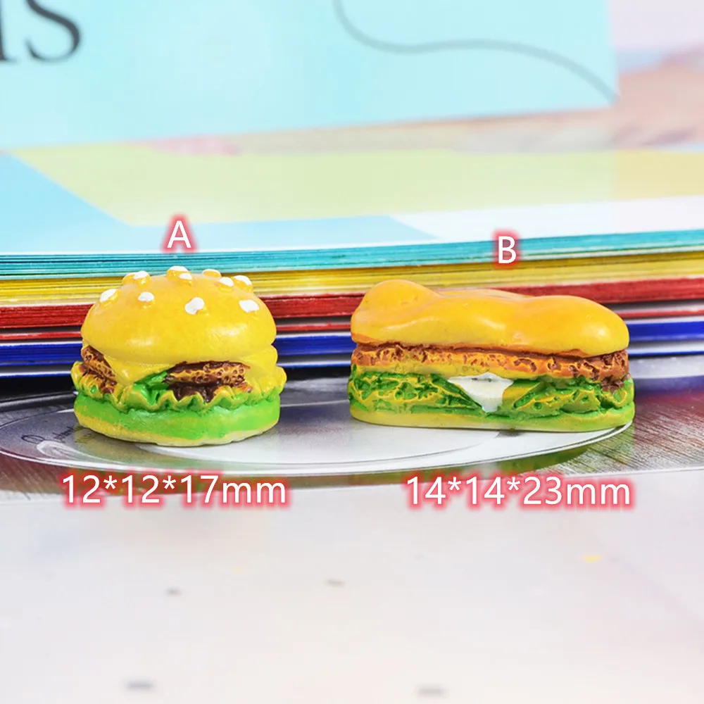 

New Cute Fake Hamburger Flat Back Cabochon 10pcs 3D Foods Scrapbooking Hair bow Center Embellishments DIY Accessories