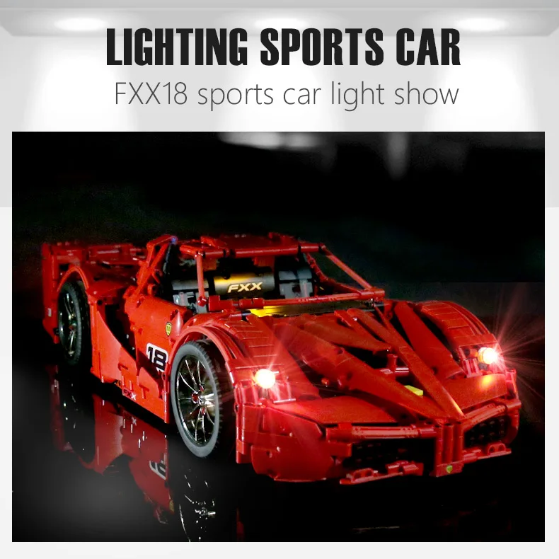 Yeshin 13085, функциональная Автомобильная машина FXX, Спортивная скоростная Гоночная машина, модель 1:8 автомобиля, детские рождественские подарки, строительные блоки