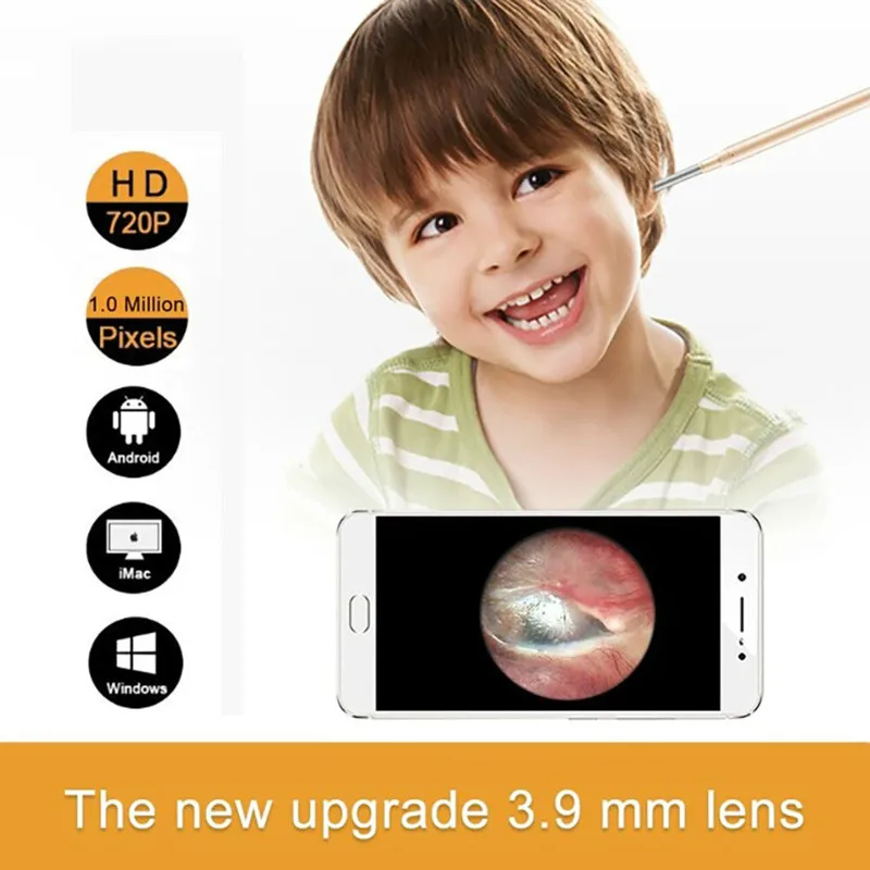 3 9 мм детский ушной Отоскоп в 1 ухо очистки эндоскопа уха Область Инспекции Камера