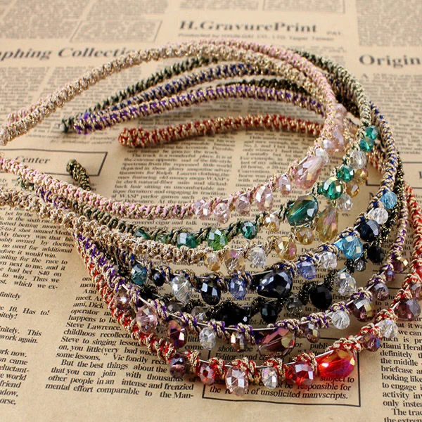 

Free Shipping Colorful Super Flash Irregular Crystal Hairband Wraps Wide Side Headband Washing Face Makeup Decoration Hairpin