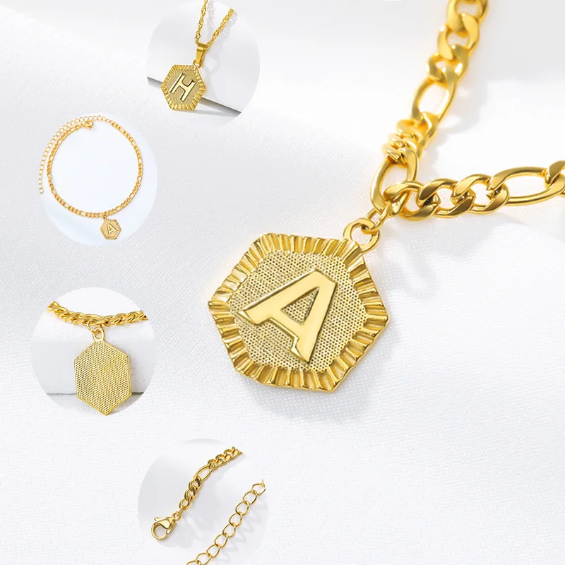 Модный новый Набор браслетов ожерелье с буквенным A Z из нержавеющей стали