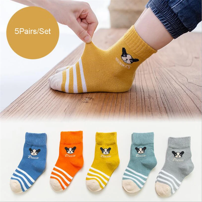 5 пар/комплект детские носки хлопковые с мультяшным рисунком для маленьких