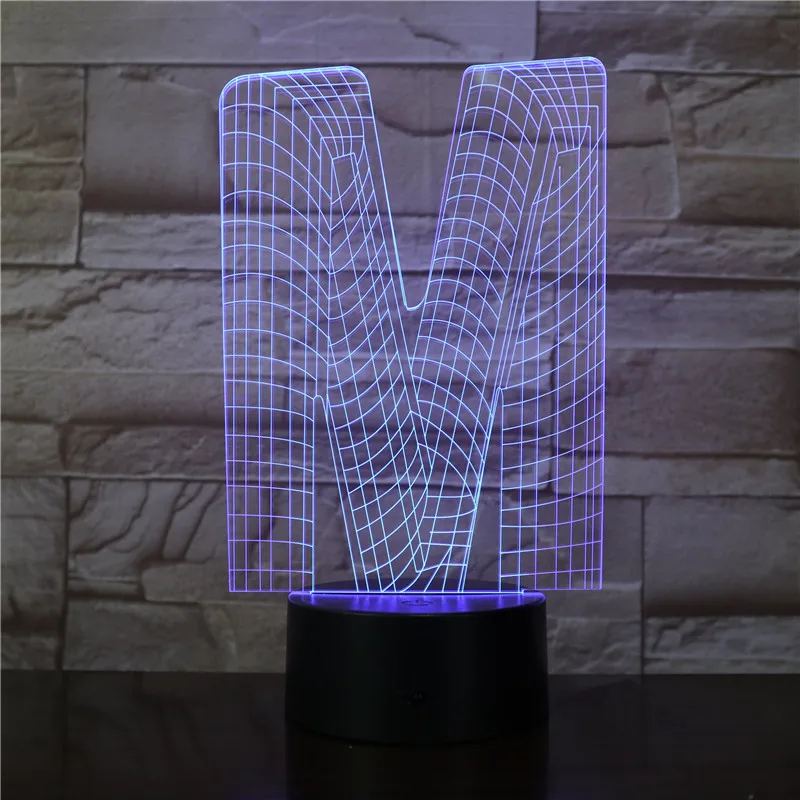 Буквы M форма 3D USB сенсорный ночник высокая пропускаемость акриловая панель забавная настольная лампа сменные цвета Декор светодиодный светильник 3528