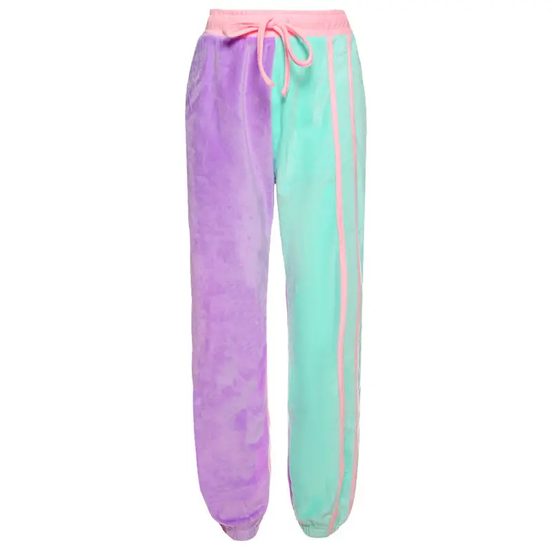 

European And American Personality Stitching Strappy Trousers, All-match Slim Fluffy Style