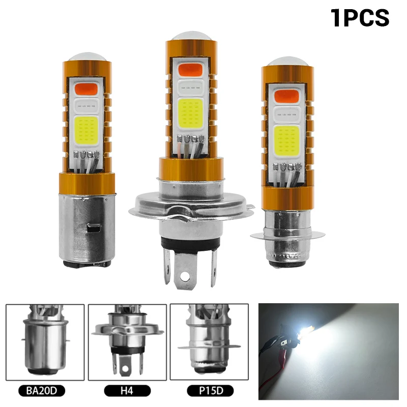 H4 светодиодный светильник для головы мотоцикла лампа BA20D P15D COB Hi/Lo передний фара