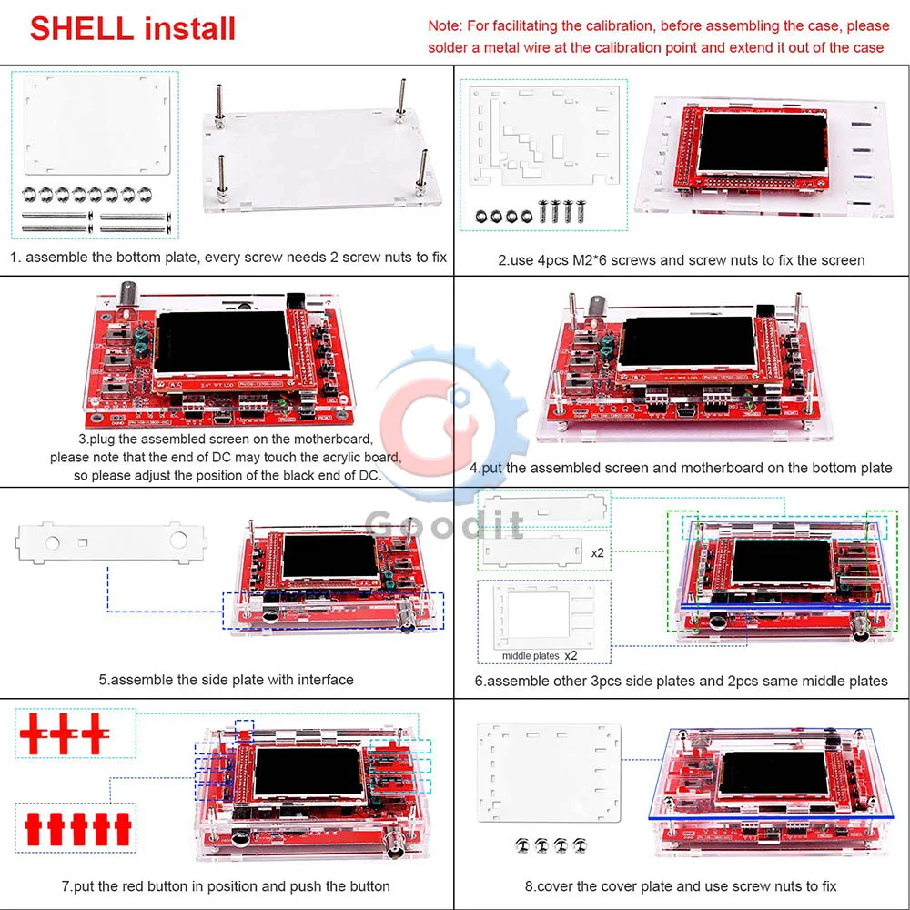 Fully Assembled Digital Oscilloscope 2.4&quot TFT LCD Display with Alligator Probe Test Clip Transparent Acrylic Case | Инструменты