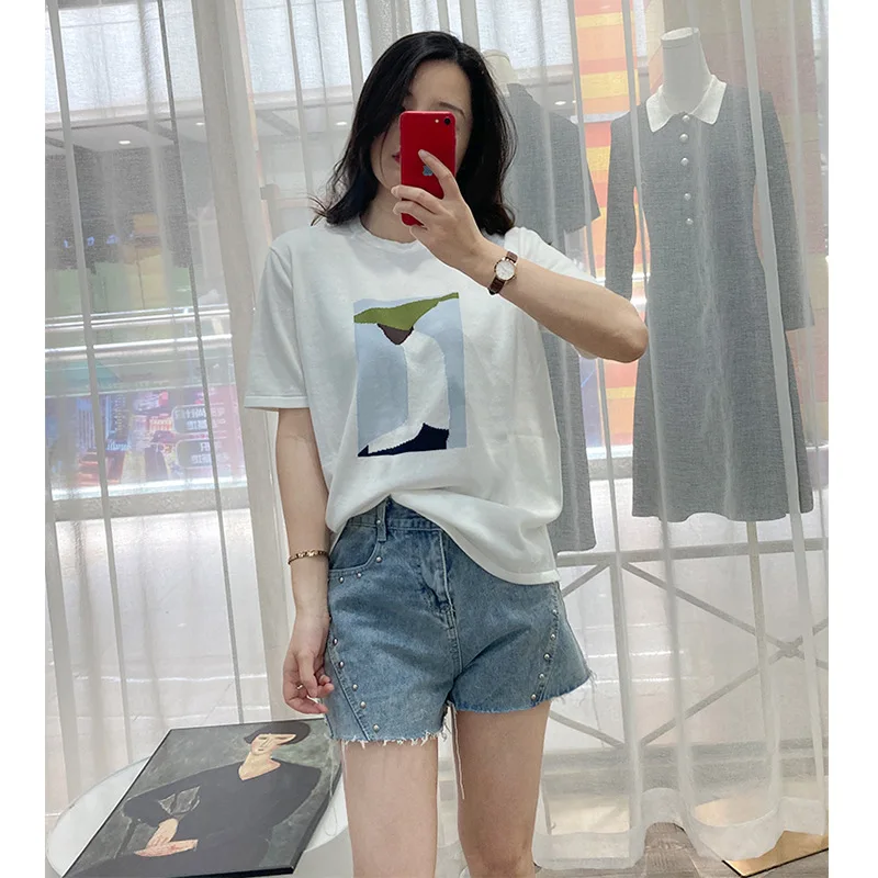 

267 Summer Cotton T-Shirt For Women 2021 Fashion Simple Soft Comfortable Casual Loose Strip Tops O-Neck Short Sleeve Knitted Tee