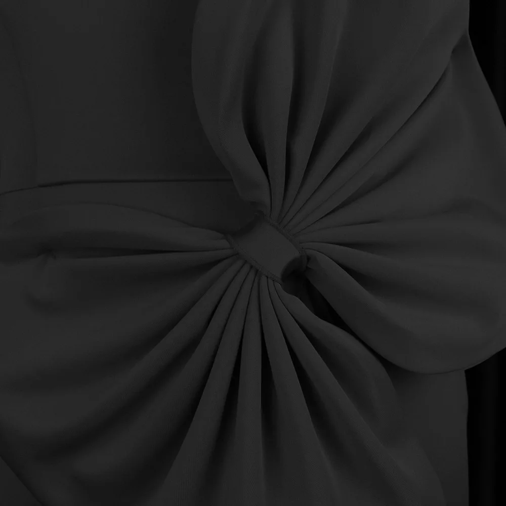 

Office Lady Women Dress Spring Summer Oversize African Casual Fashion Temperament One Shoulder Bowknot Sexy Lantern Sleeve