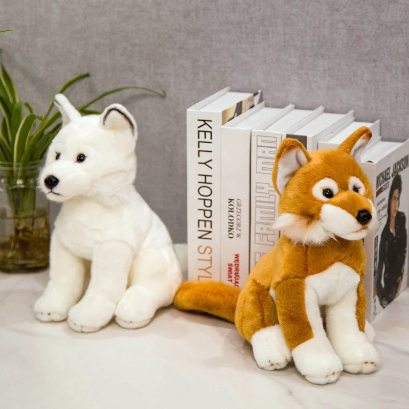 

New 28cm Simulation Fox Dog Plush toy Creative Realistic Animal Sitting Dolls Stuffed Soft Toys for Children Girl Birthday Gift