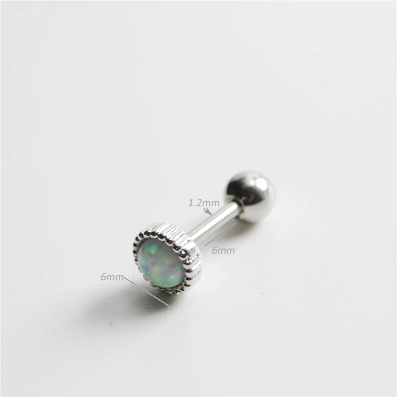 Женские круглые серьги-гвоздики из нержавеющей стали с опалом 1 шт. | Украшения и