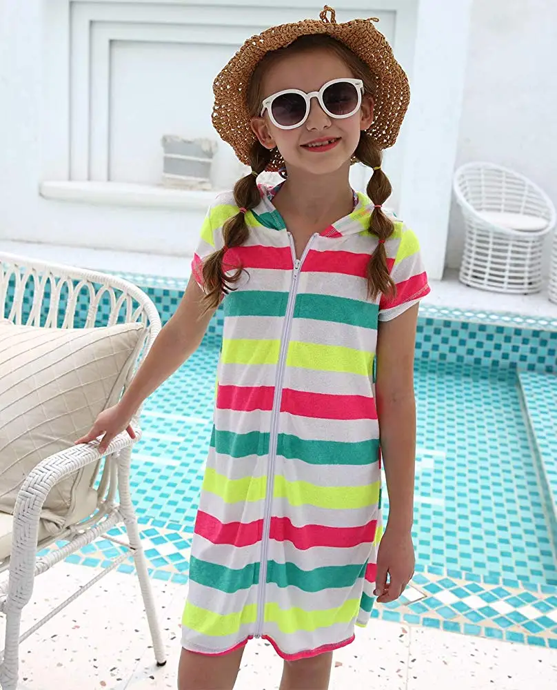 Детский купальный костюм для девочек Пляжное Платье топ с короткими рукавами