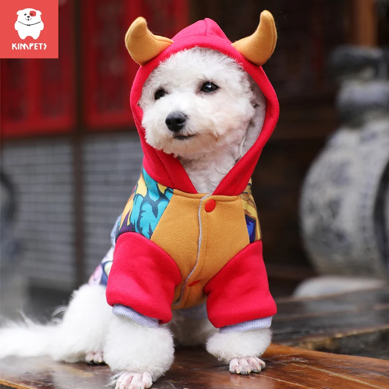 

Kimpets одежда с принтом в виде собак для питомца кота осень-зима теплый плюшевый корги маленькая собака Кот Зимняя одежда