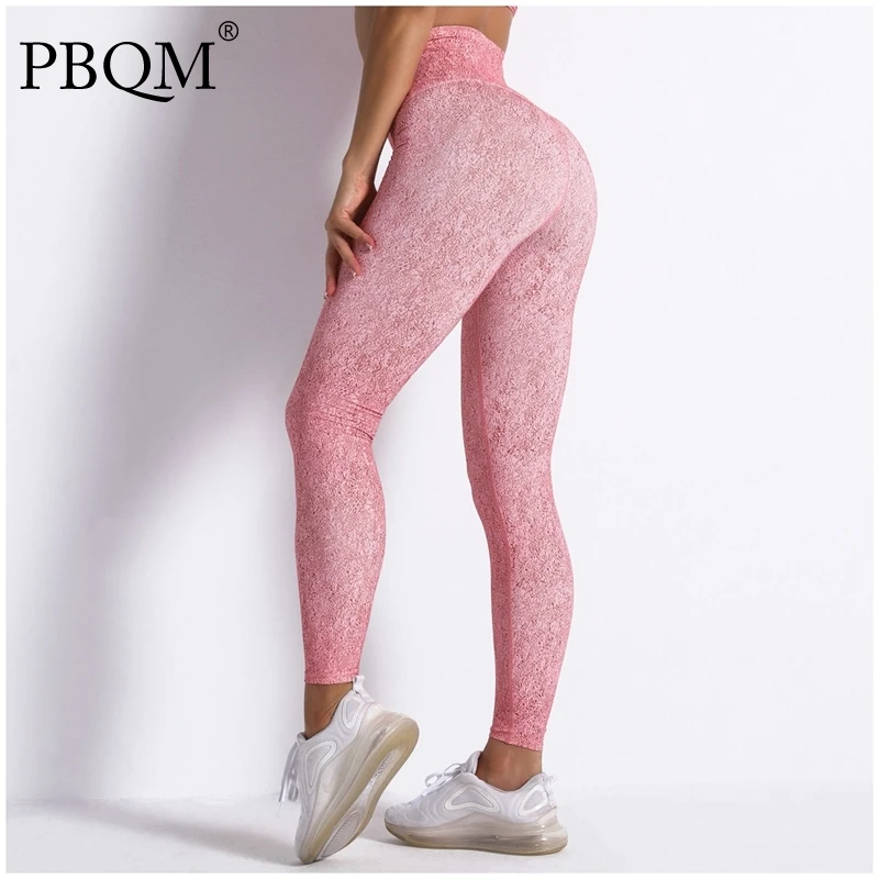 

PBQM 2021 женские штаны для занятий йогой с высокой талией, с принтом, спортивные облегающие штаны для фитнеса, Женские Дышащие Модные Штаны 6T1257