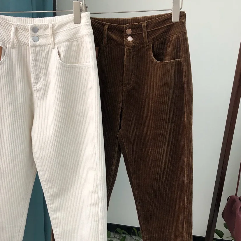 

Осенне-зимние вельветовые зауженные повседневные брюки, плотные микро-профильные женские брюки