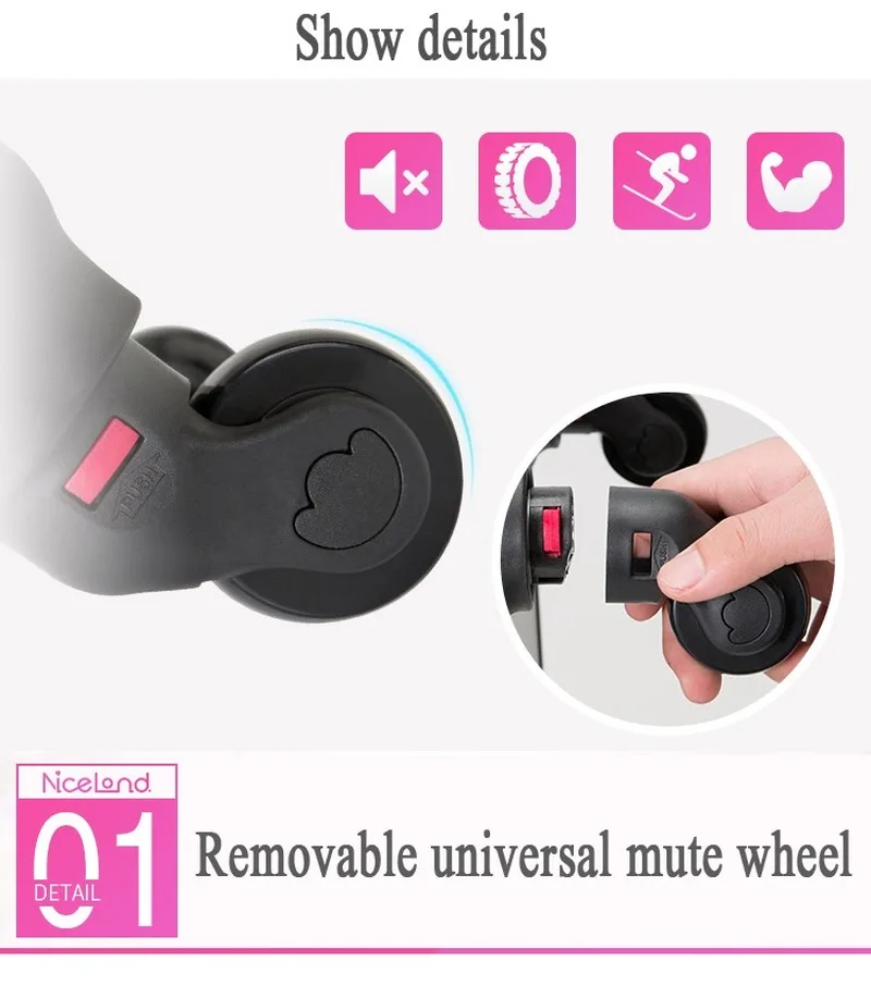 New Women Trolley Cosmetic Bags on Wheel Nails Makeup Toolbox Detachable Foldable Beauty Box Travel Bag Rolling Luggage Suitcase | Багаж и