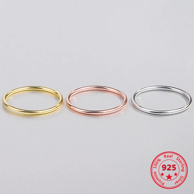 Аутентичные розового золота из тонкой круг кольца для женщин 2020 новый тренд 100% 925