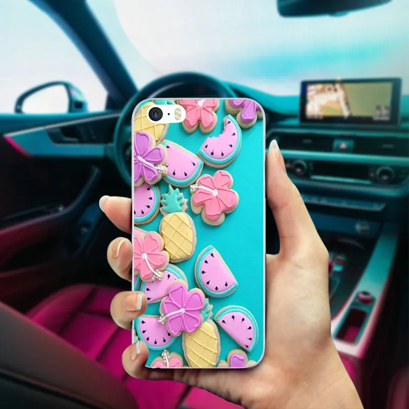 Цветной Мягкий ТПУ чехол для телефона с изображением фруктов ананаса iPhone X 8 7 6S 6