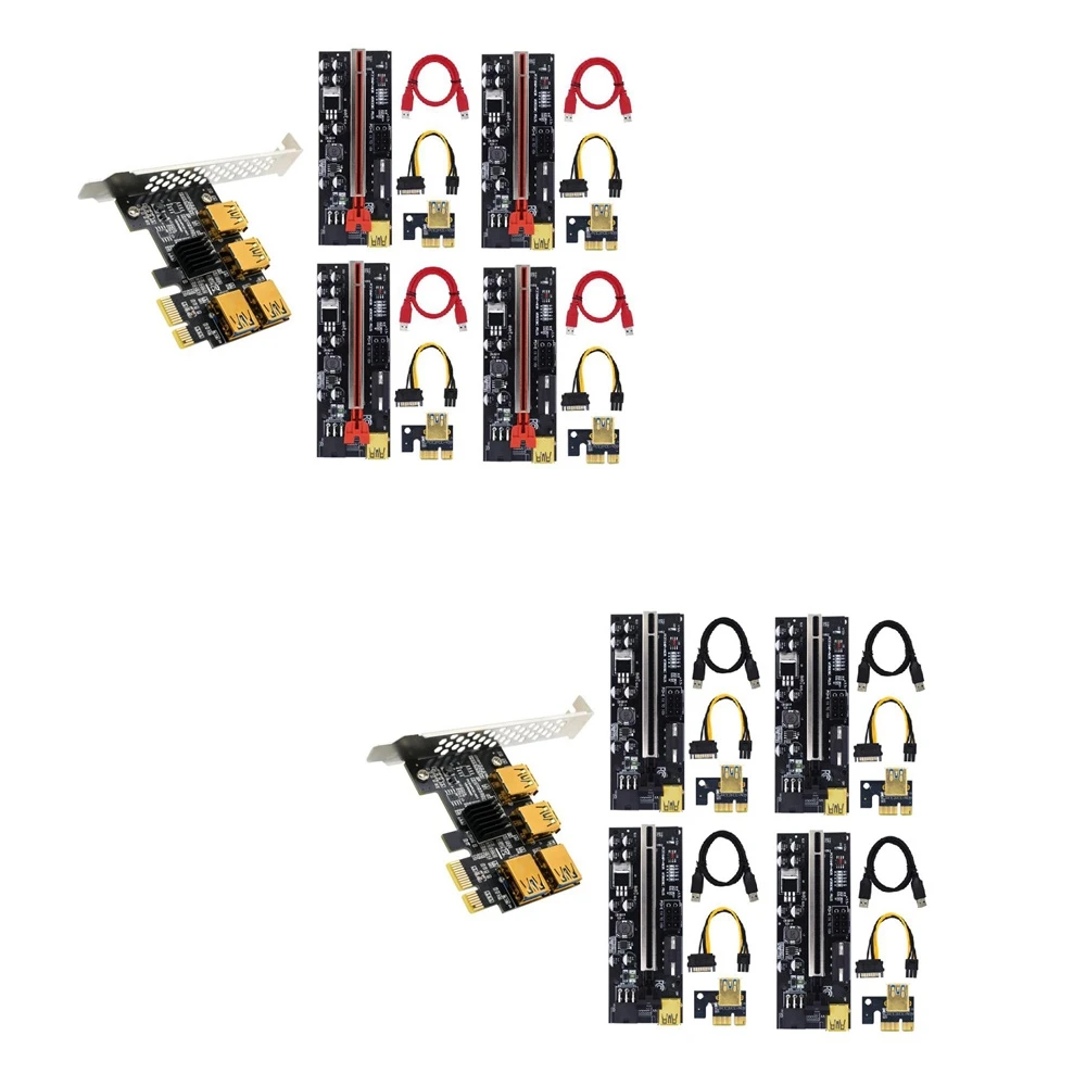 

PCIE PCI-E PCI Express Riser Card 1X to 16X 1 to 4 USB 3.0 Slot Multiplier Adapter for Bitcoin Mining 009C Plus