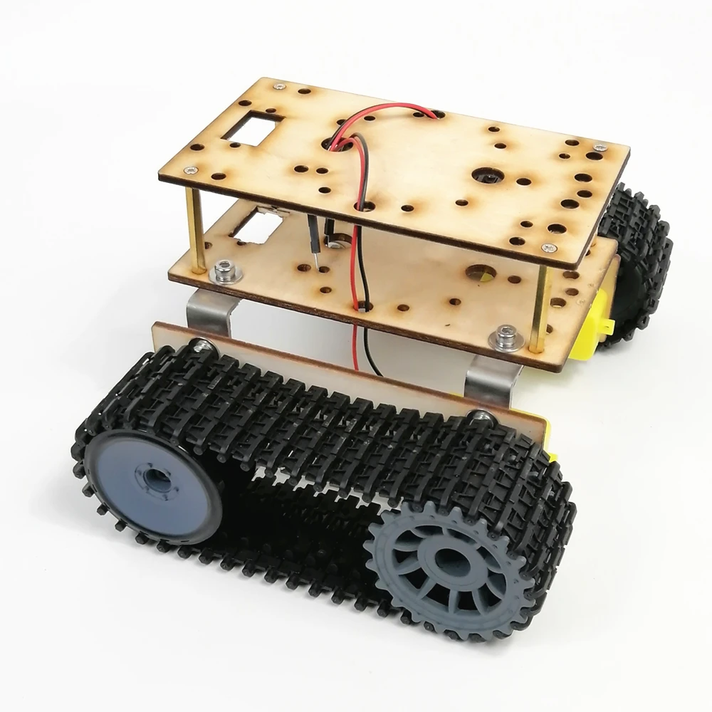 Economy robot double-layer wooden tank chassis TT motor 3-9v tracked intelligent car | Игрушки и хобби