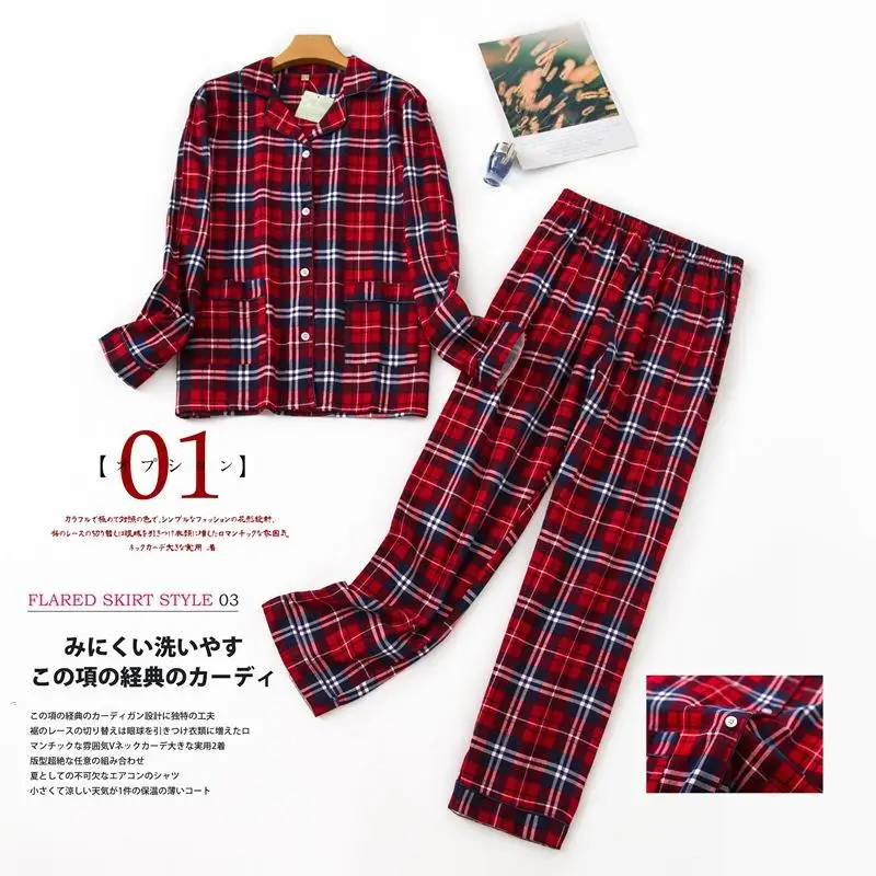 

ZITY Pyjamas Women 'S 100 %Cotton 2 -Piece Pajamas Long Sleeve Trousers Sleepwear Autumn Winter Pijama Female Print Cartoon