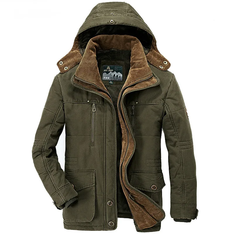 Thicken Warm Winter Parkas Men Military Multi-Pocket Winter Jackets Coats Men Windbreaker Fleece Hooded Outerwear Plus Size 6XL