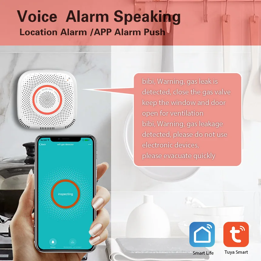 Tuya WiFi GAS LPG Leak Sensor alarm Fire Security detector APP Control Safety smart home Leakage sensor | Безопасность и защита