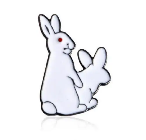 Белые кролики брошь злой животных Кролик эмаль металлическая пряжка булавка для
